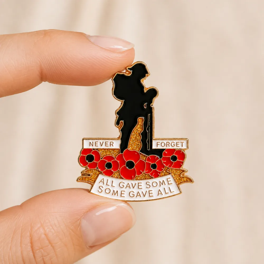 US/EU Cross-border Hot Poppy Flower Brooch British Legion Soldier Denim Backpack Collar Clip Badge Accessories Wholesale