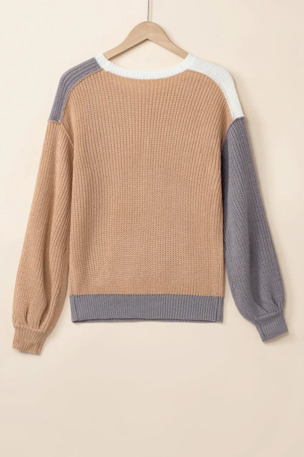 Color Block Round Neck Drop Shoulder Sweater - Ships 11/29