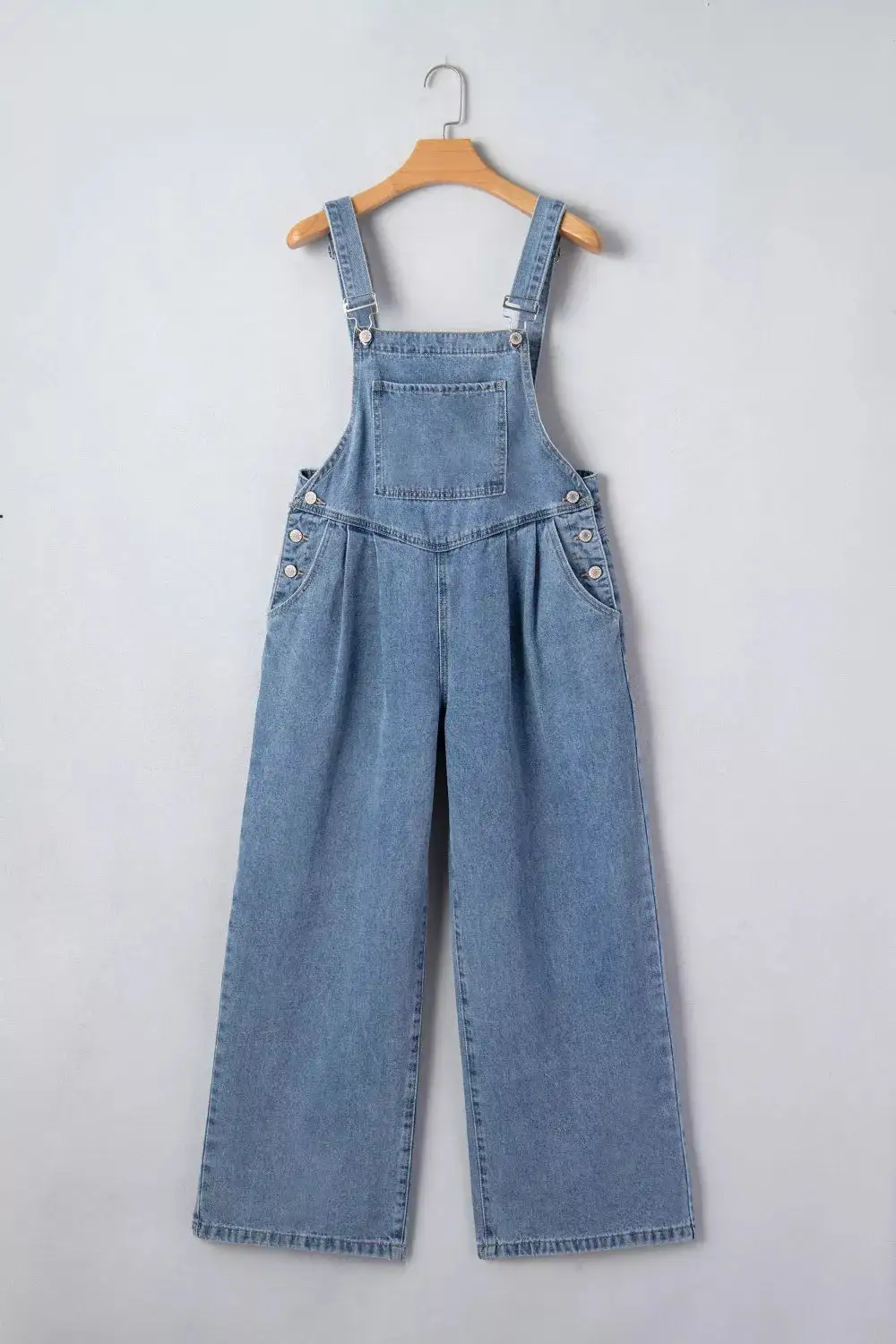 Pleated Denim Jumpsuit