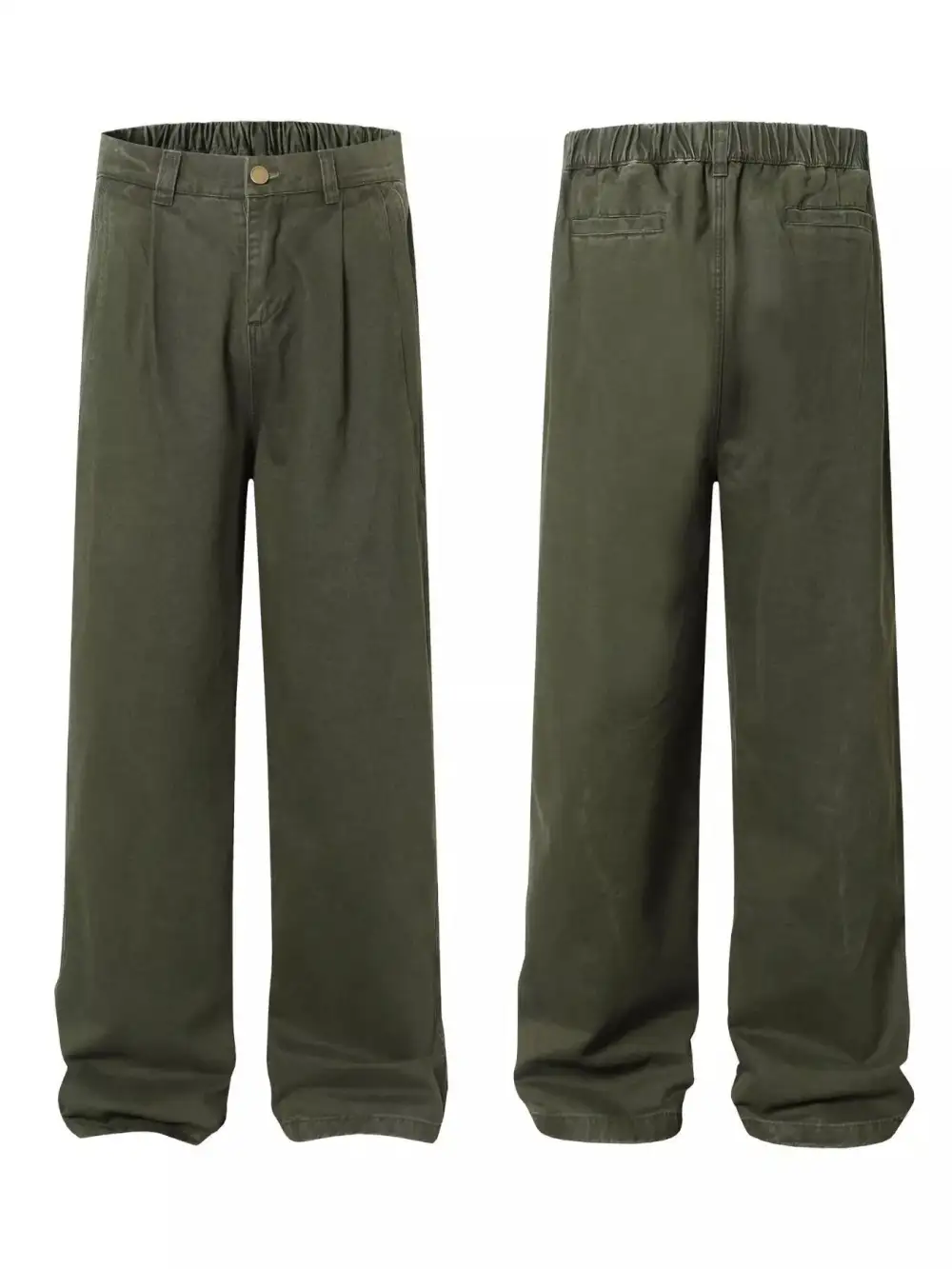 Men's Wide Leg Pants with Elastic Waistband
