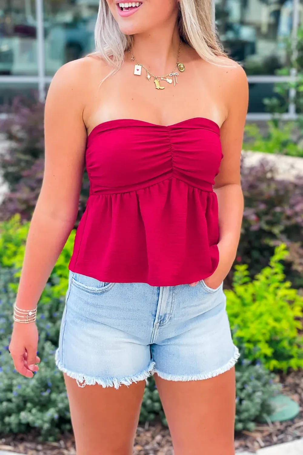 Holiday-Inspired Red Top With Unique Design