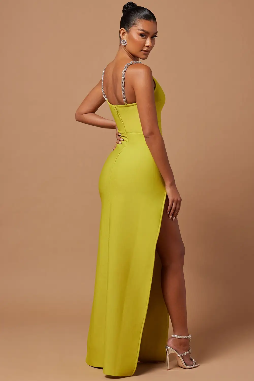 Addison Bandage Gown - Chartreuse