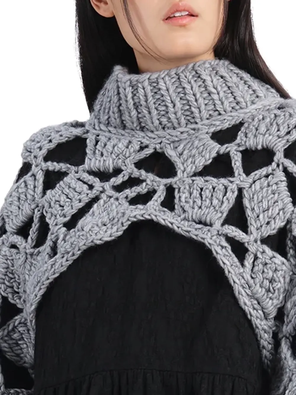 Chunky Crochet Overlay Vest Dress