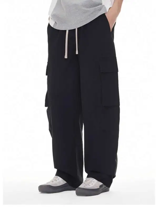 Wide Leg Cargo Drawstring Pants