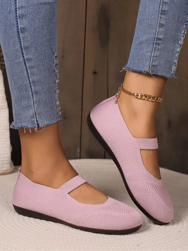 Casual Plain Breathable Slip On Flat Heel Mary Jane