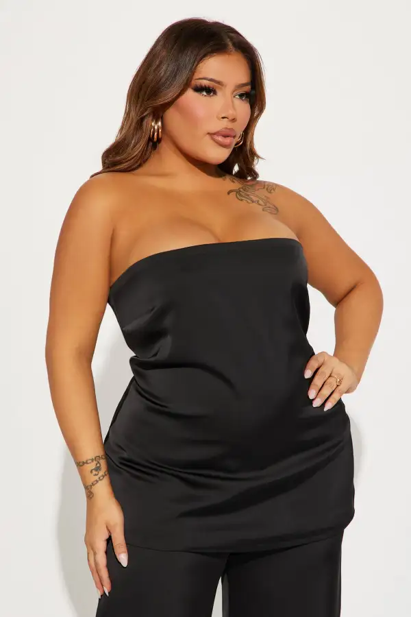 Natasha Satin Pant Set - Black