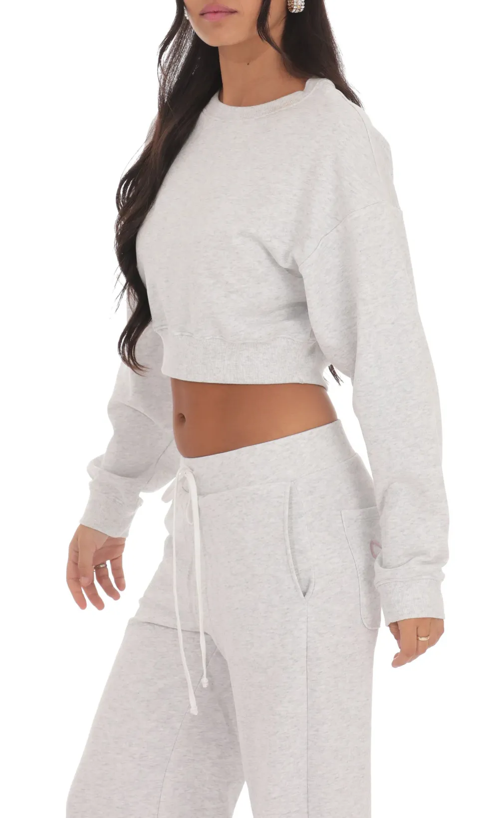 Cropped Jumper In Heather Grey
