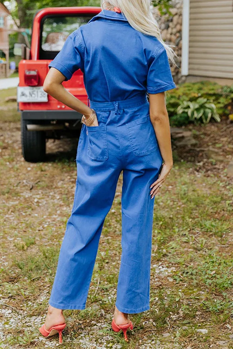 Fashion Workwear Style Pure Cotton Women's Jumpsuit