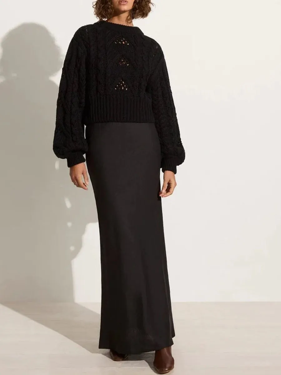 Black Crochet Detail Knit Jumper