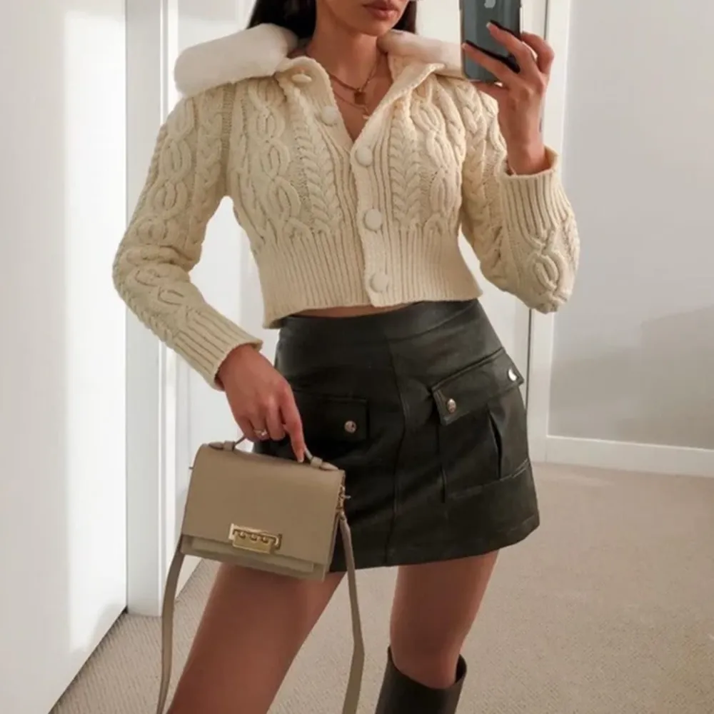 Faux Fur Knitted Cardigan