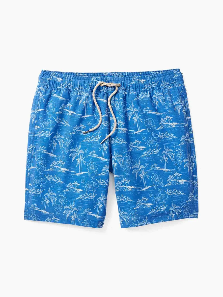 Men's Blue Island Hopper Bayberry Trunk Beach Shorts