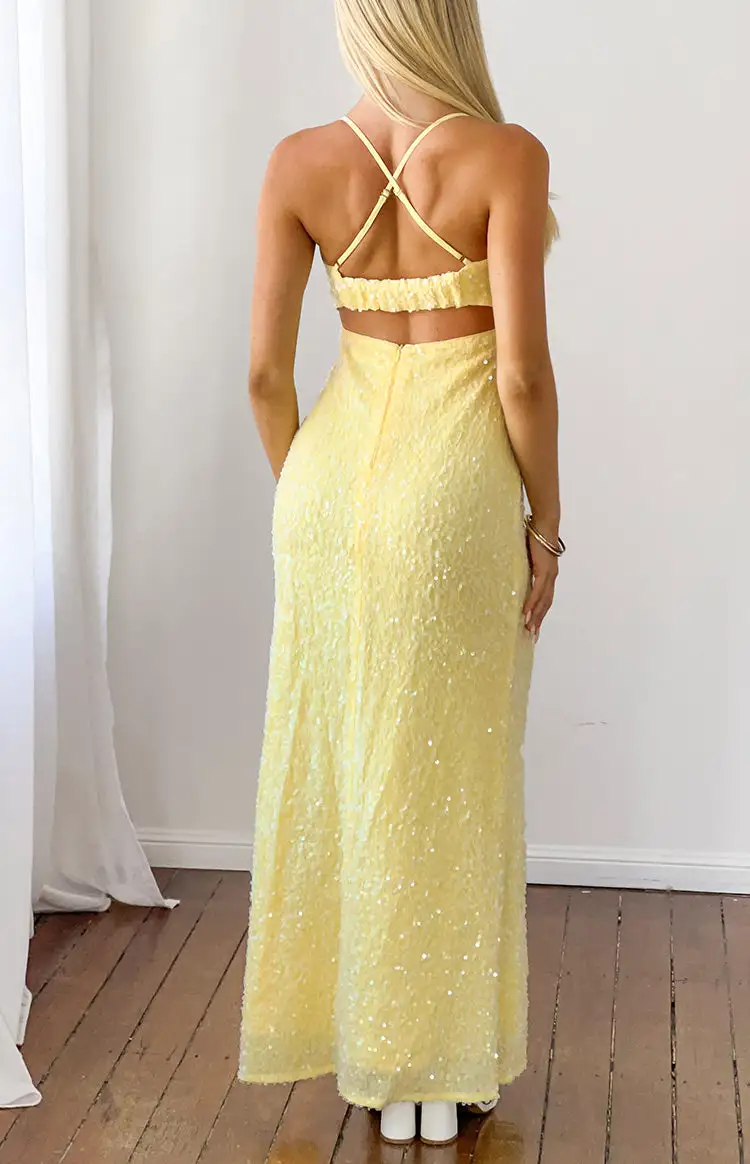 V Neck Cut Out Backless Maxi Dress