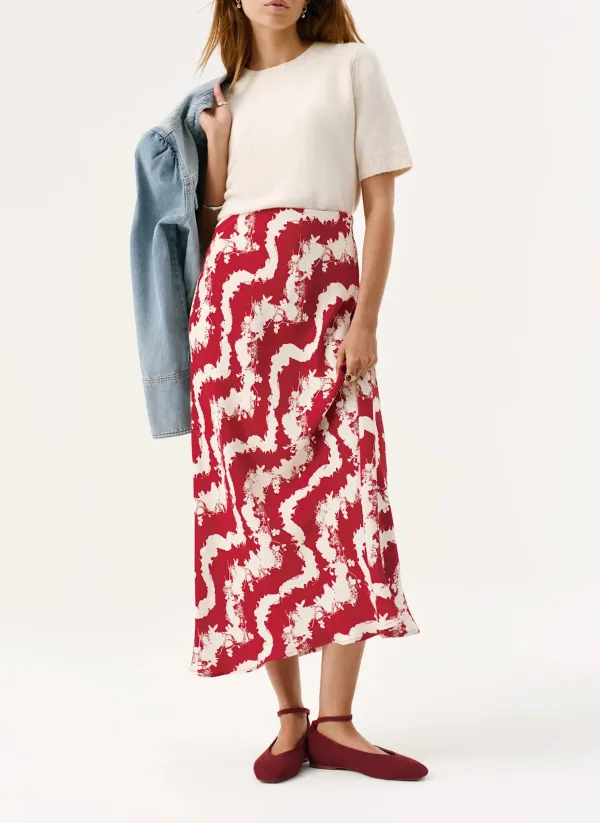 Casual Style Abstract Floral Print Slip Skirt