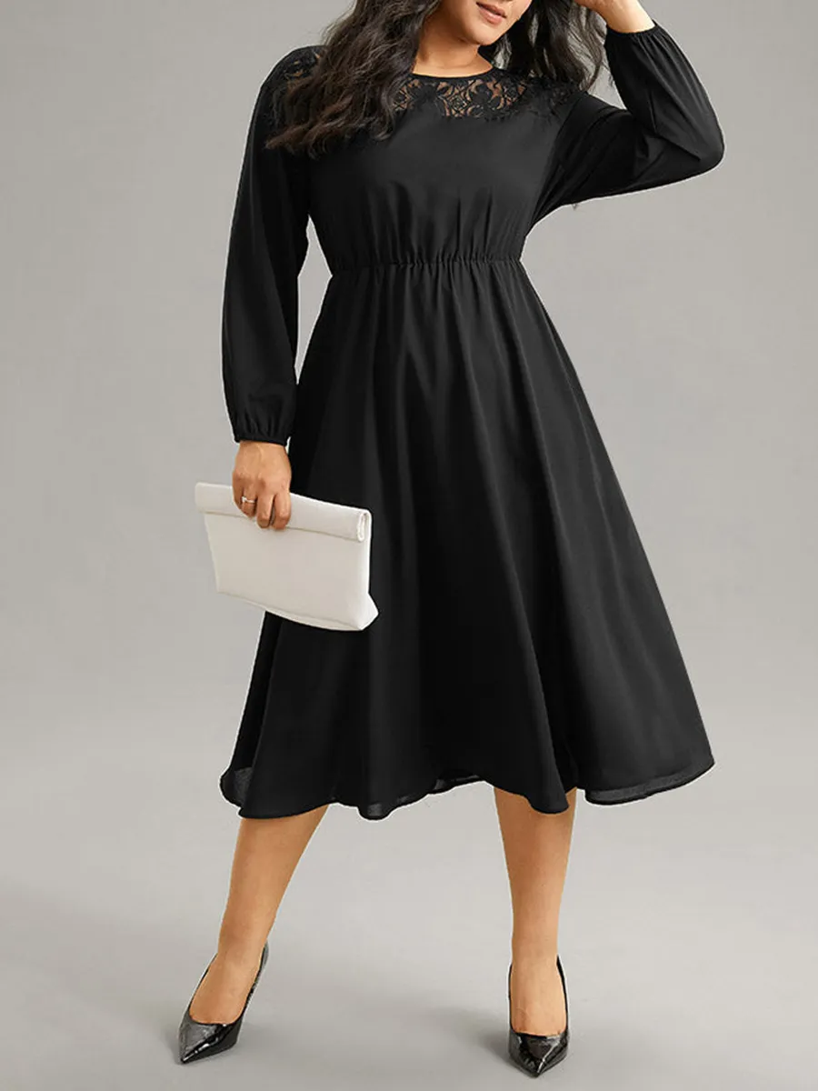 Lace Patchwork Plus-Size Women's Dress
