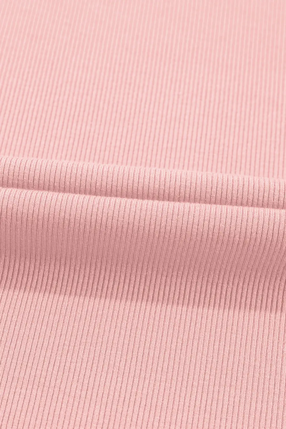 Light Pink Ribbed Pearl Beaded Puff Sleeve Top