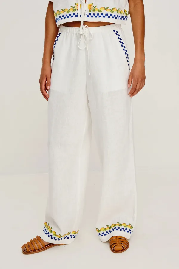 Ribbon-Hemmed Pure Cotton Plain-Colored Trousers