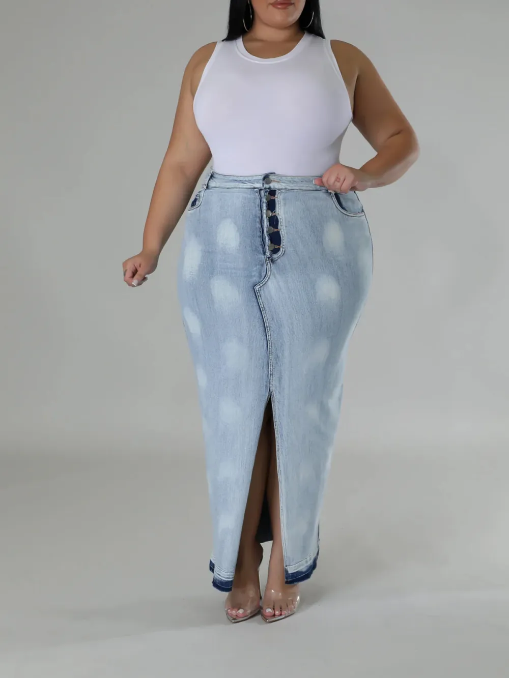 Plus-Size Fashion Women'S Denim Wrap Hip Skirt