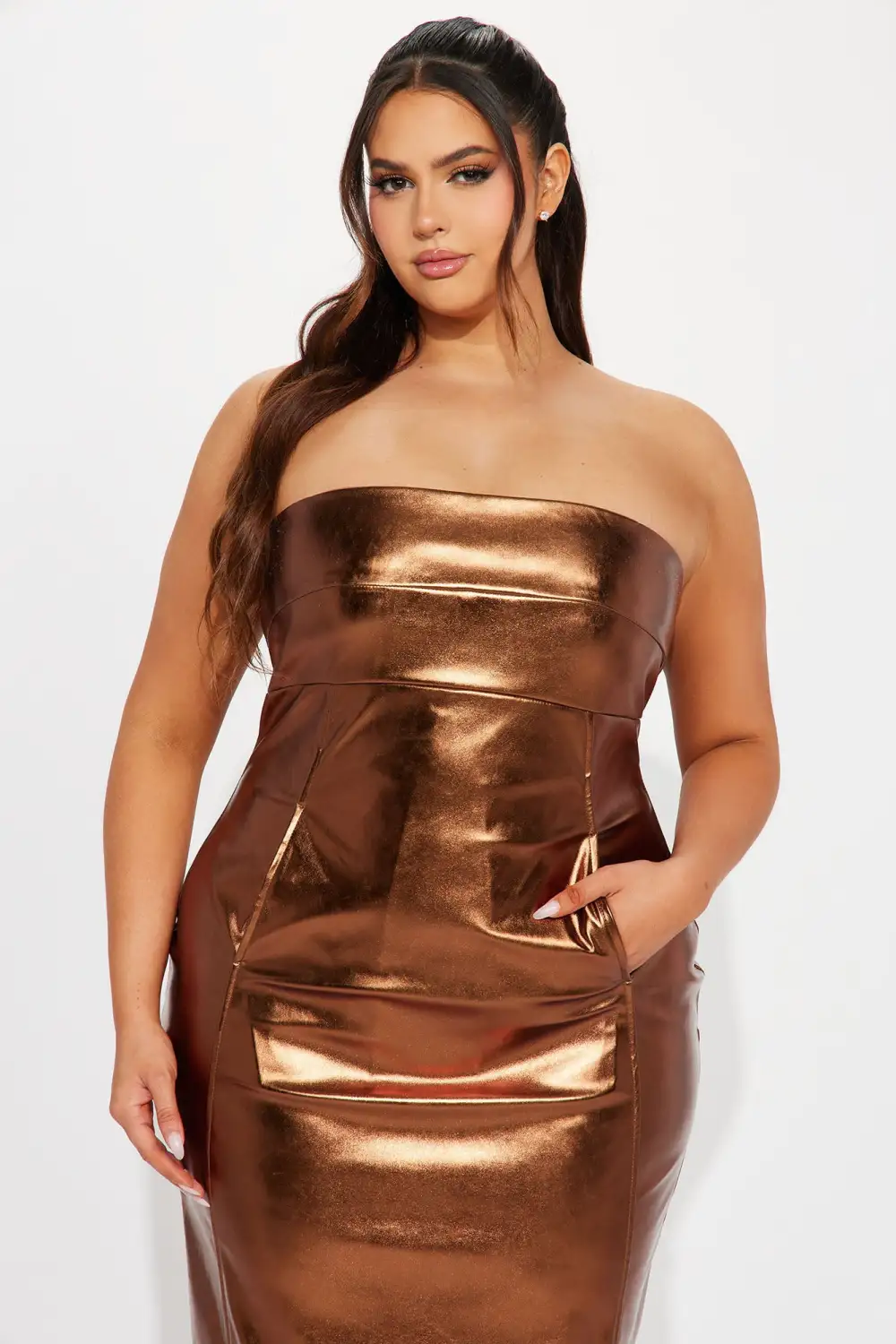 Mercury Metallic Maxi Dress - Bronze