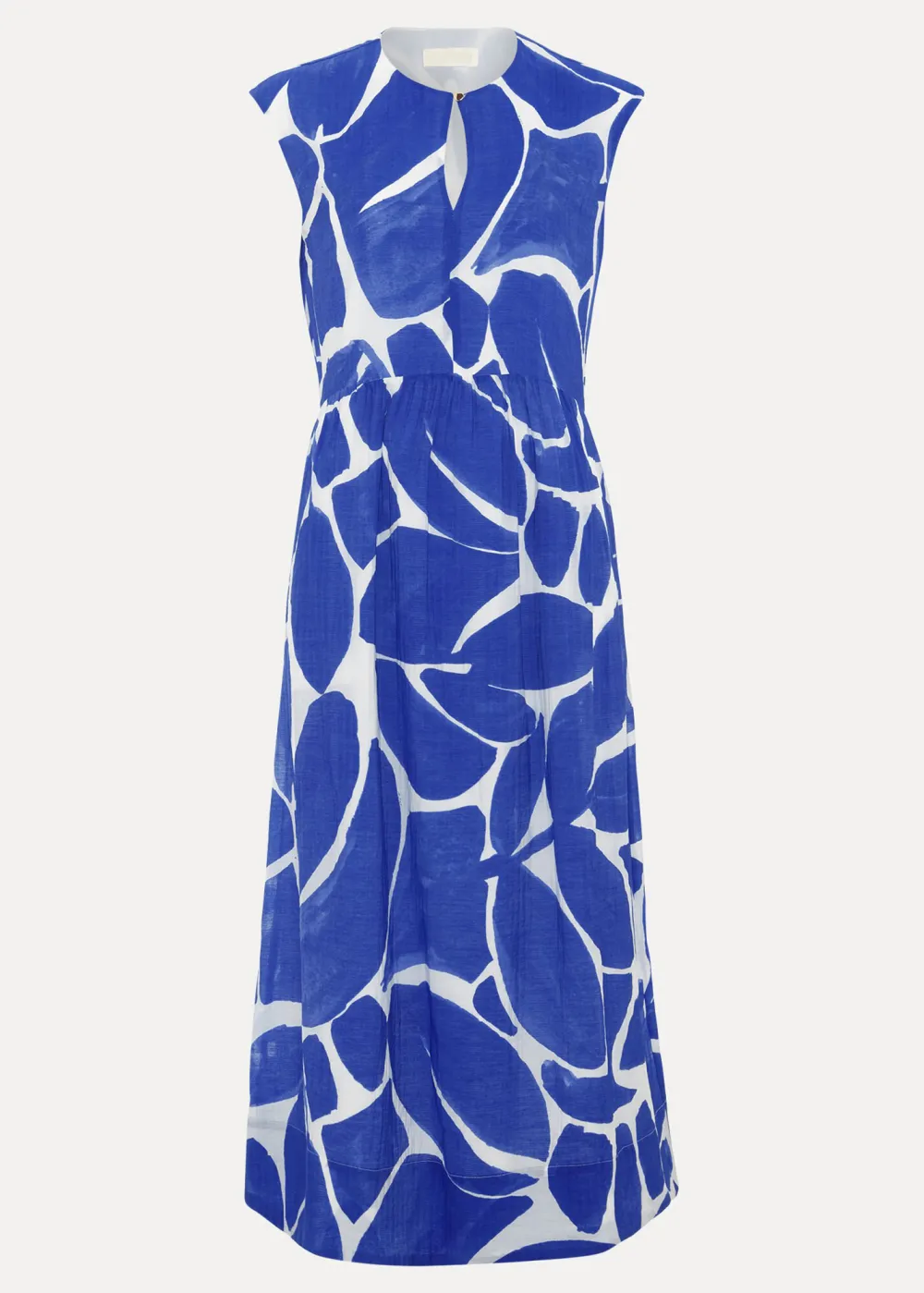 Loose Casual Hollow Blue Printed Long Dress