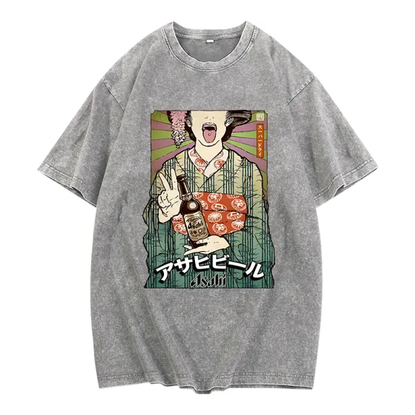 Women's Round Neck Printed Short Sleeved T-Shirt