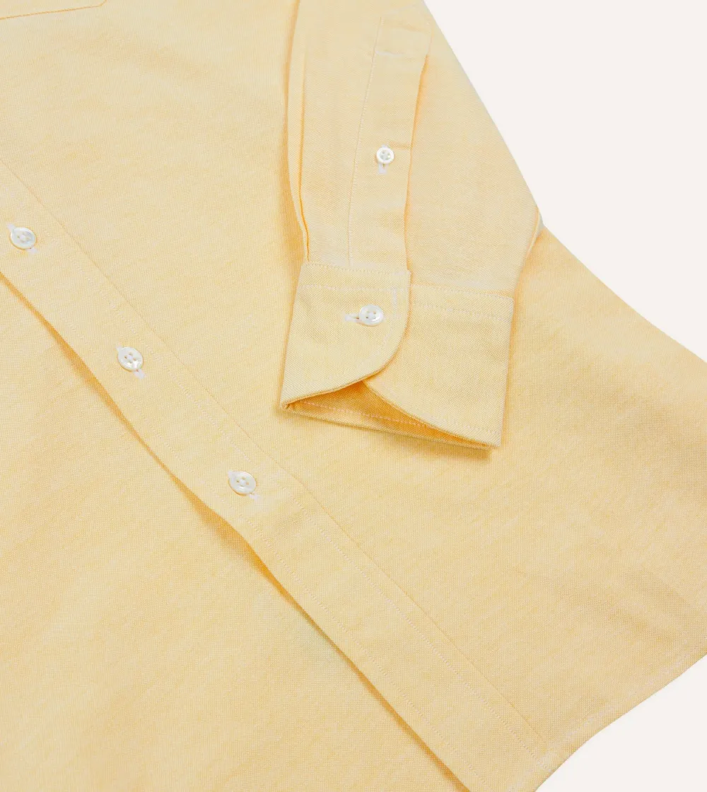 Yellow Button Front Cotton Oxford Cloth Button-Down Shirt
