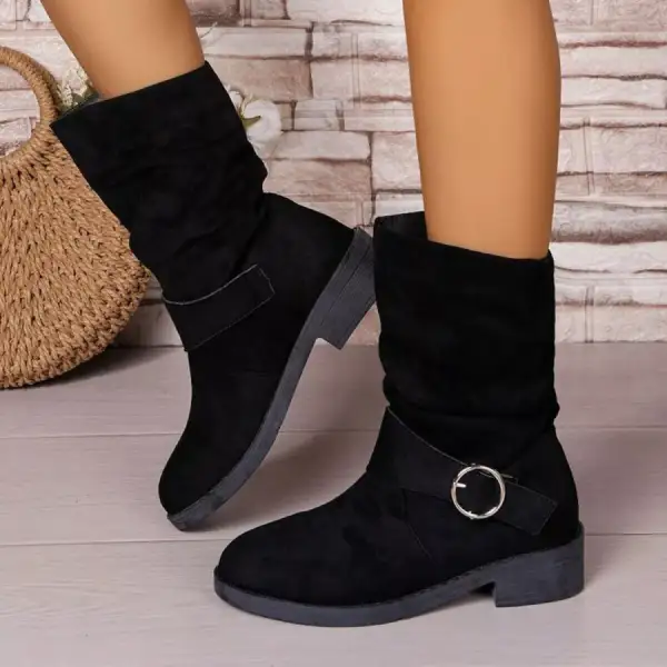 Round Toe Block Heels Boots