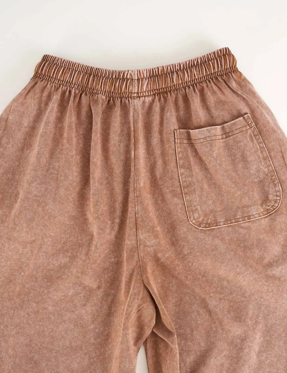 Vintage Washed Elastic Wide Leg Shorts