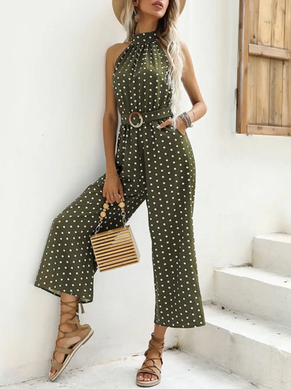 Modern Wide Leg Halter Jumpsuit
