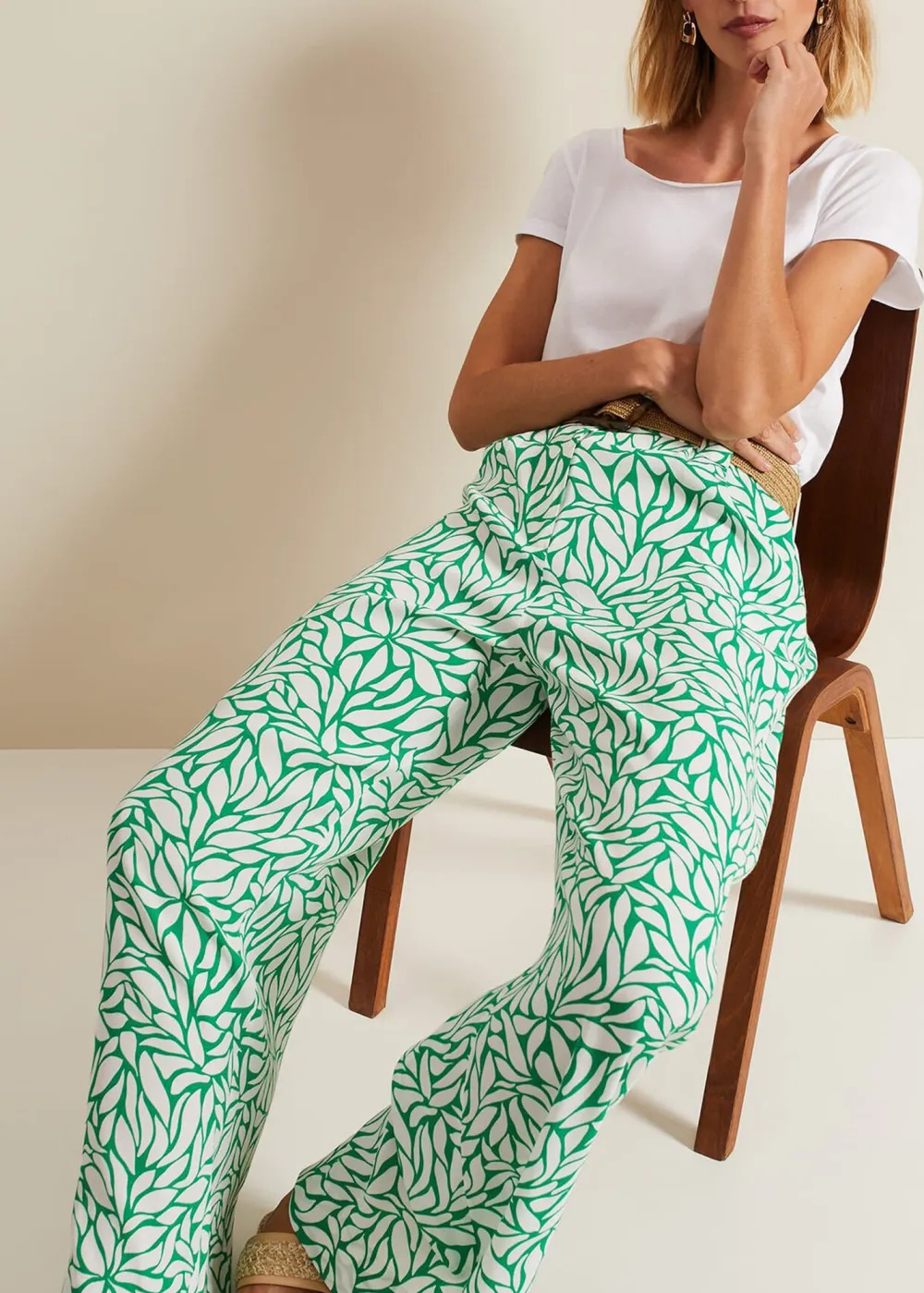 Plastic-Printed Green Long Pants