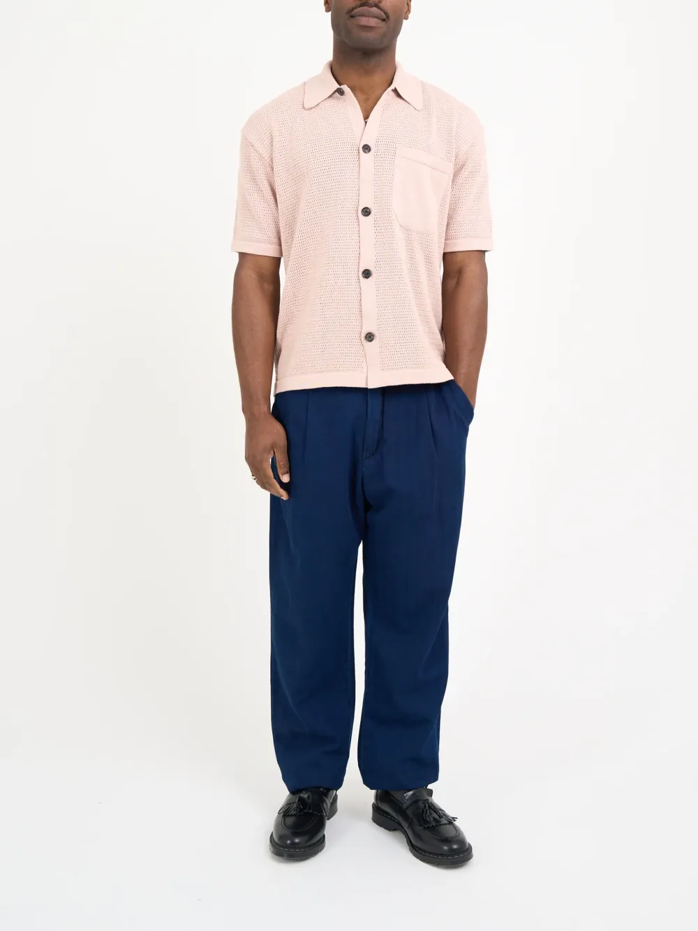 Pink Short Sleeve Knitted Shirt
