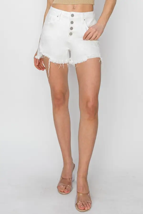 Frayed Hem Button Fly Shorts