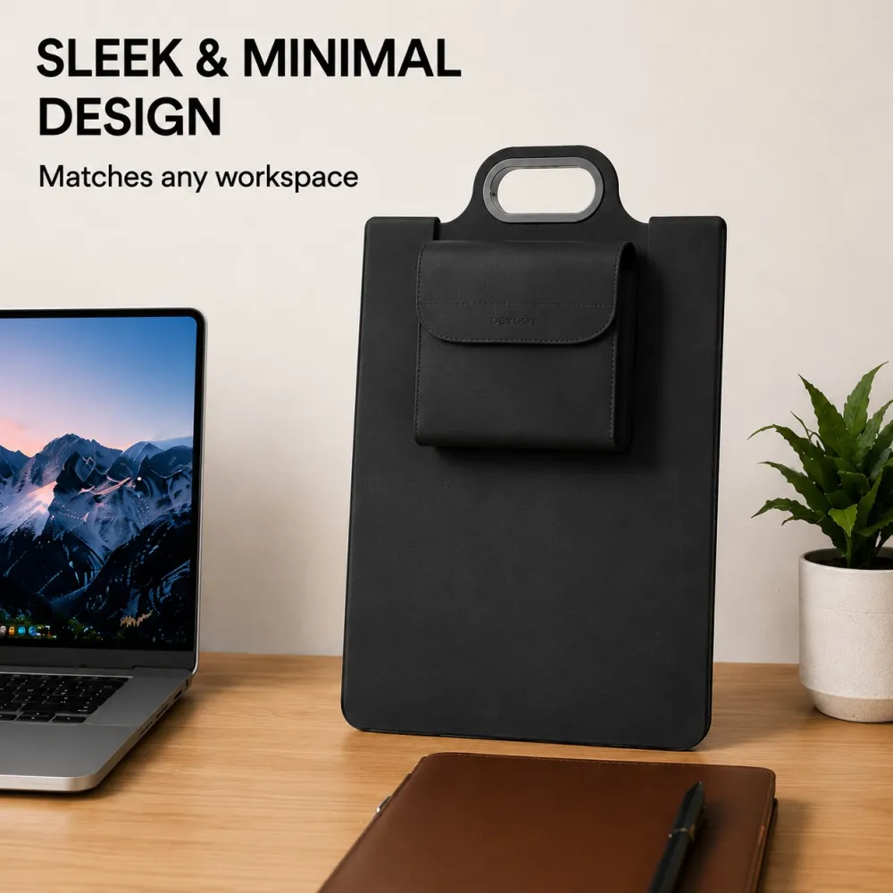 The All-In-One Mobile Workstation Sleeve | Built-In 15W Multi-Device Wireless Charger, Ergonomic Laptop Stand & Mousepad (Fits up to 16