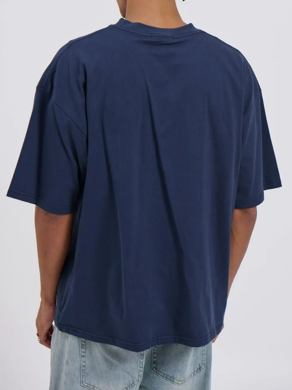 Simple Casual And Daily Silver Navy Tee