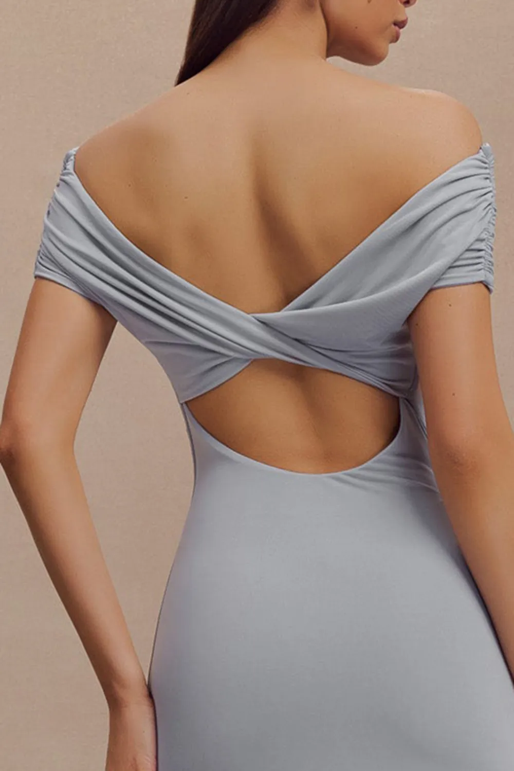 Casual Off Shoulder Slinky Maxi Dress