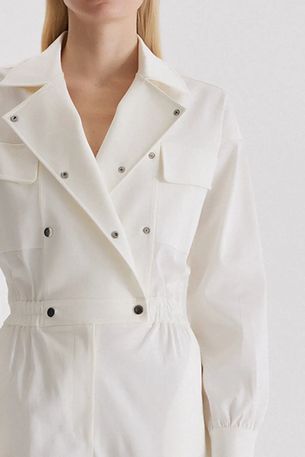 Lapel Jumpsuit-White