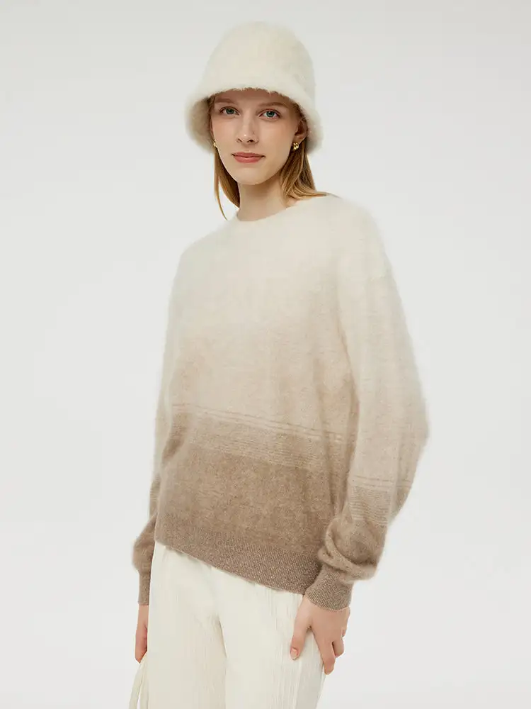 100% Brushed Cashmere Gradient Women Sweater