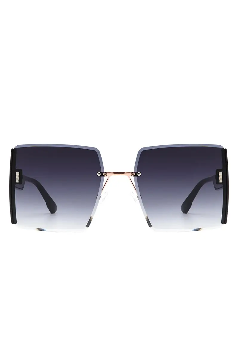 Plush Square Rimless Frame Sunglasses