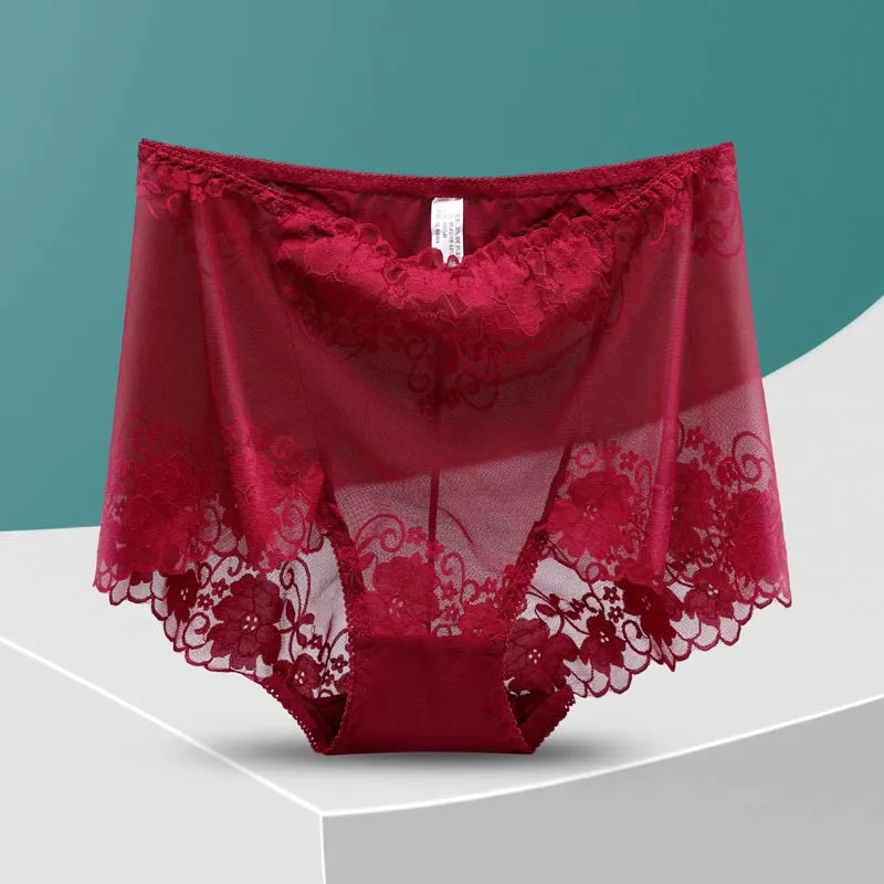 Soft Everyday High Waist Lace Trim Breathable Panty