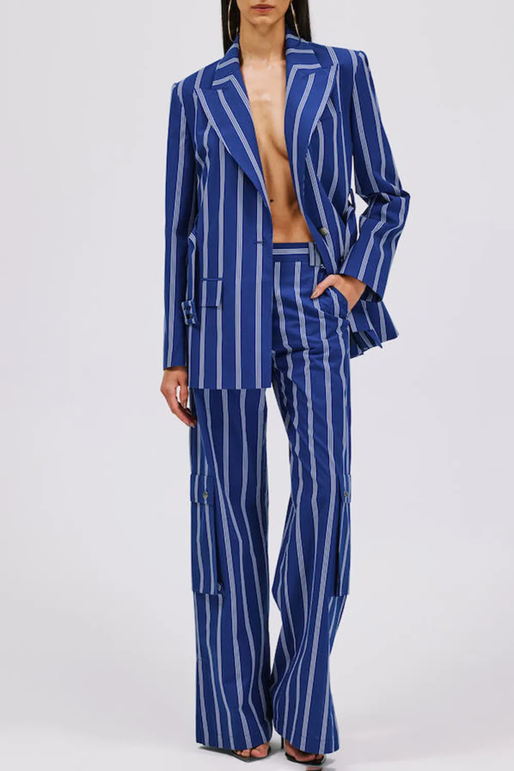Palazzo Pants-Blue Striped
