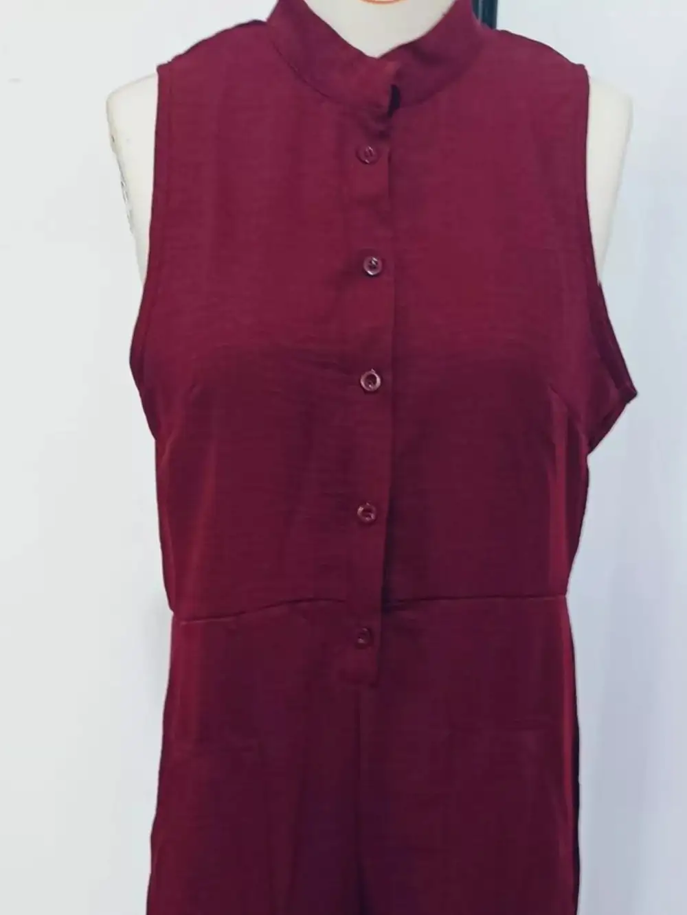 Button Front Sleeveless Jumpsuit