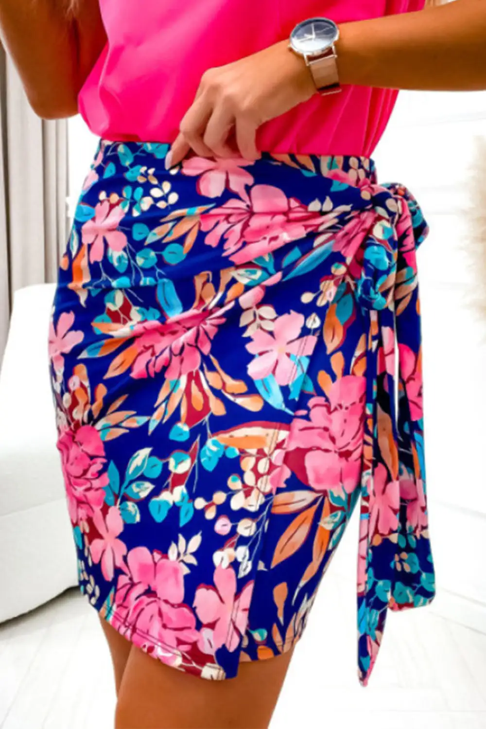 Minimal Mini Floral Print Skirt