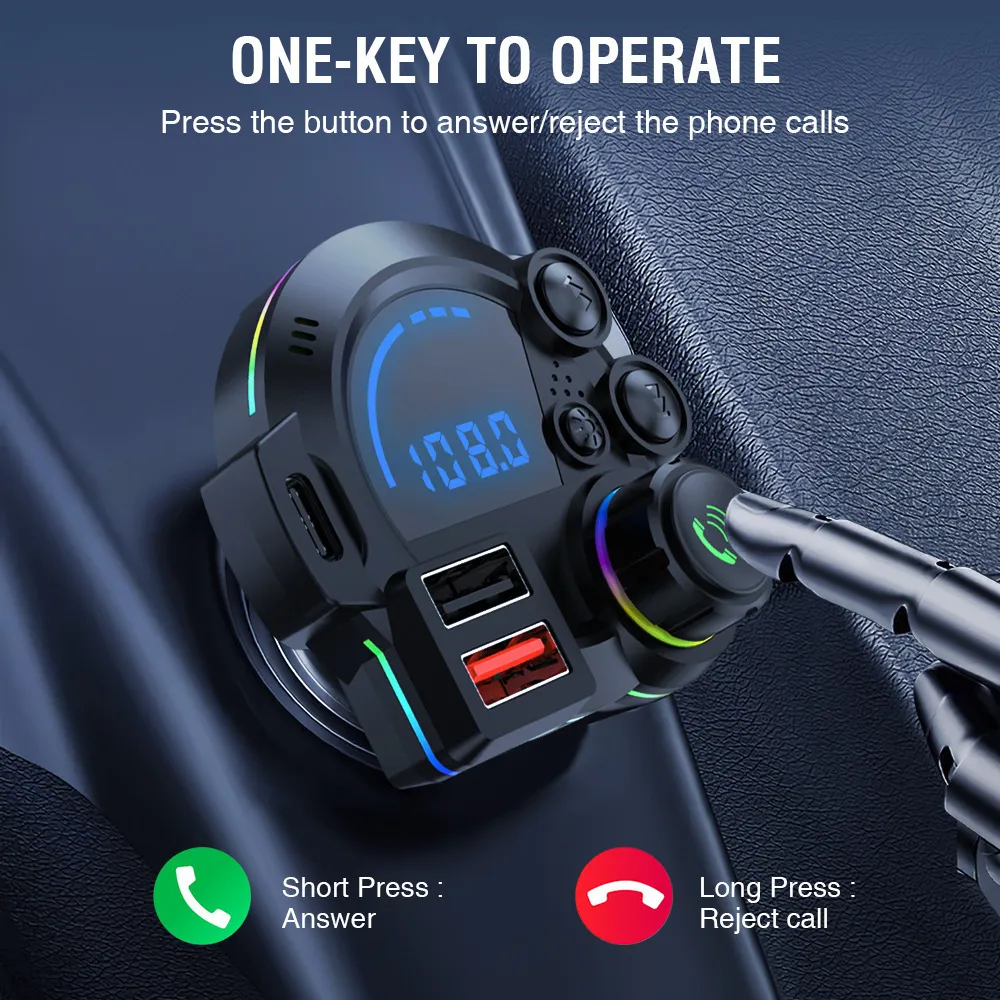 Universal Dual-Port Car FM Bluetooth Transmitter – Wireless Music, Hands-Free Calling & Dual USB Charger