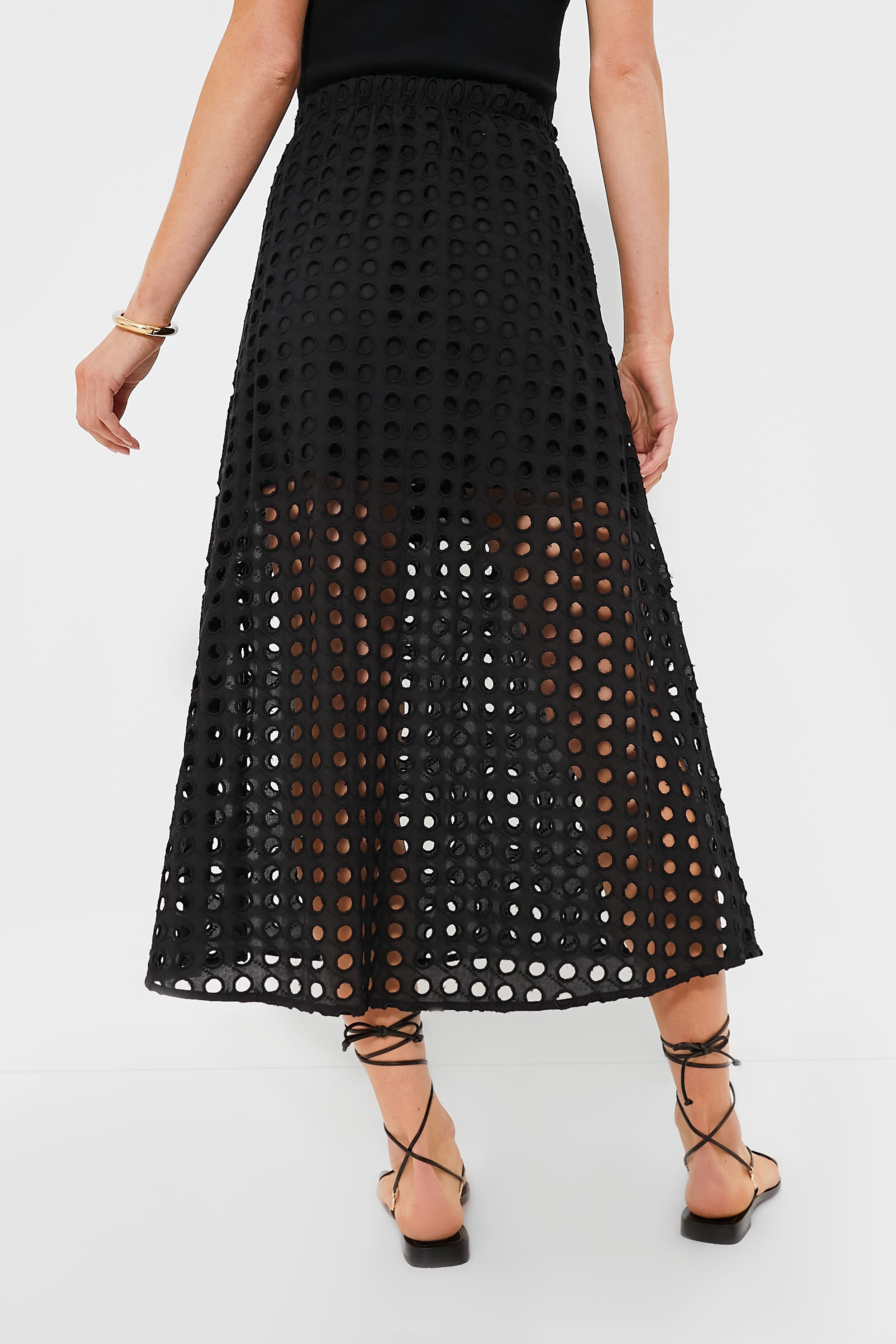 Black Cotton Eyelet Eve Skirt