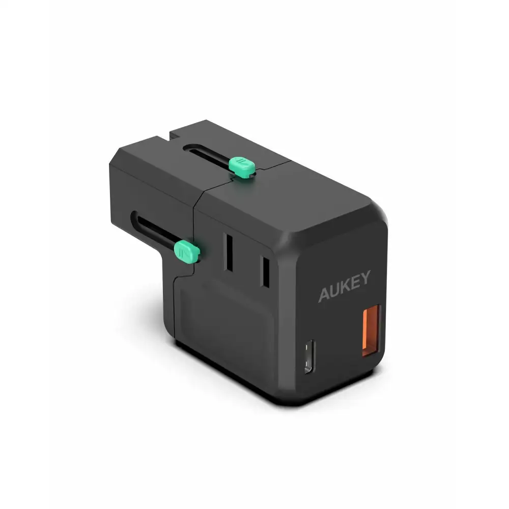 AUKEY Universal QC&PD3.0 Travel Plug Adapter Power Converter with 4 Ports