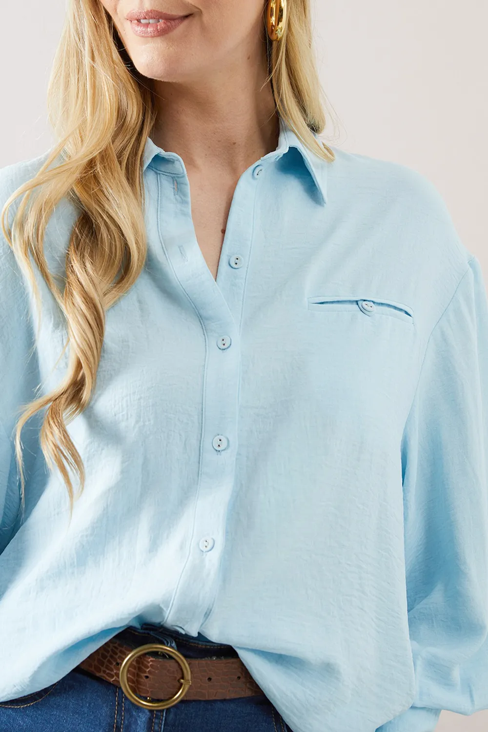 Loose Fit Women's Casual Shirt With Chest Pocket