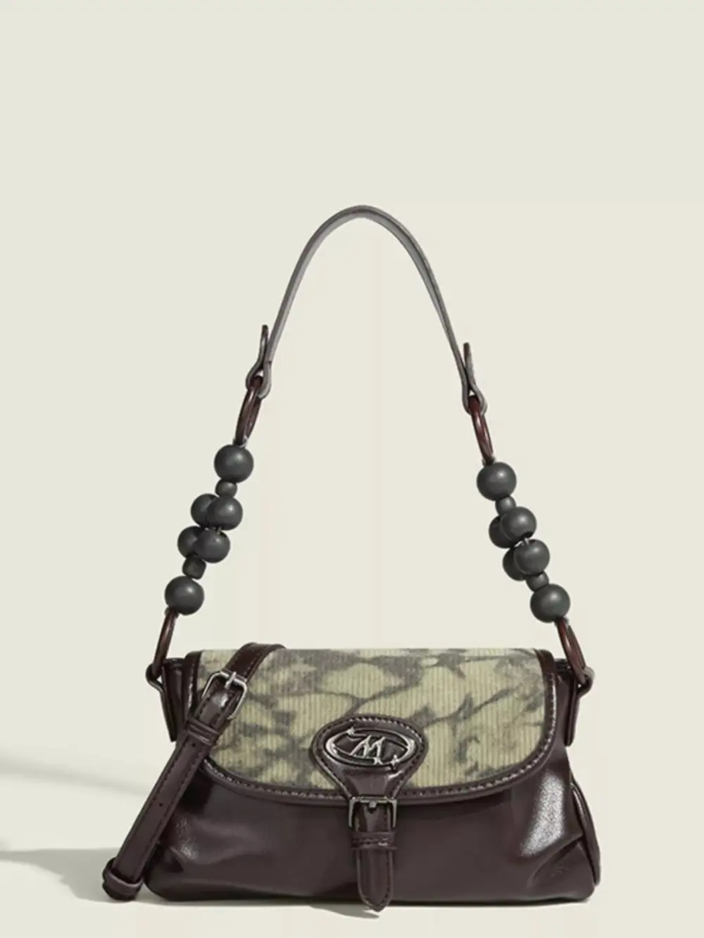 Beaded Handle Shoulder Bag