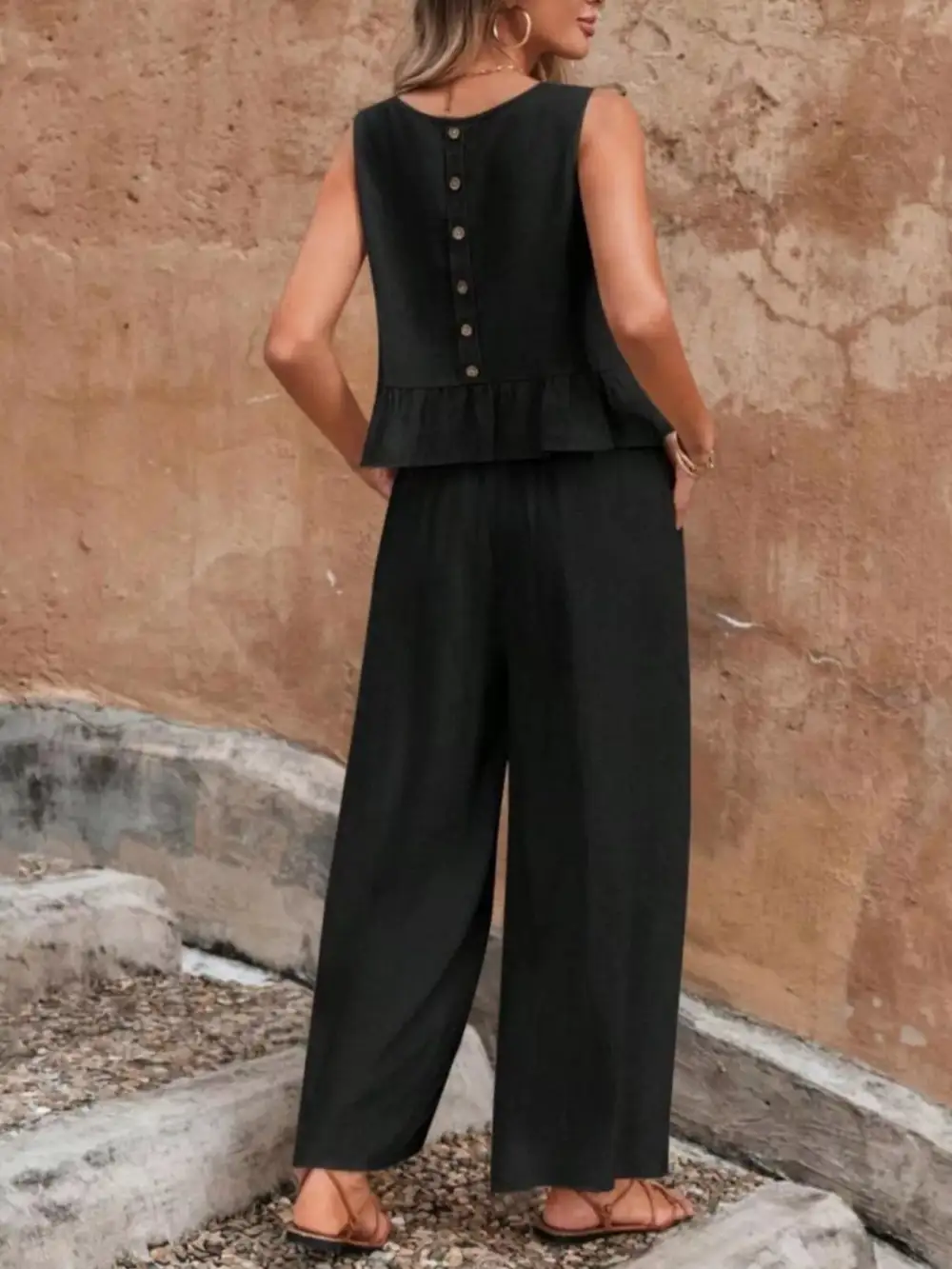 Ruffle Wide Leg Jumpsuit