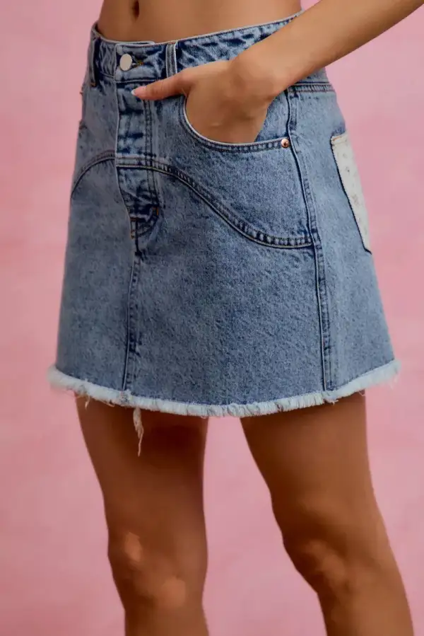 Floral Denim Mini Skirt
