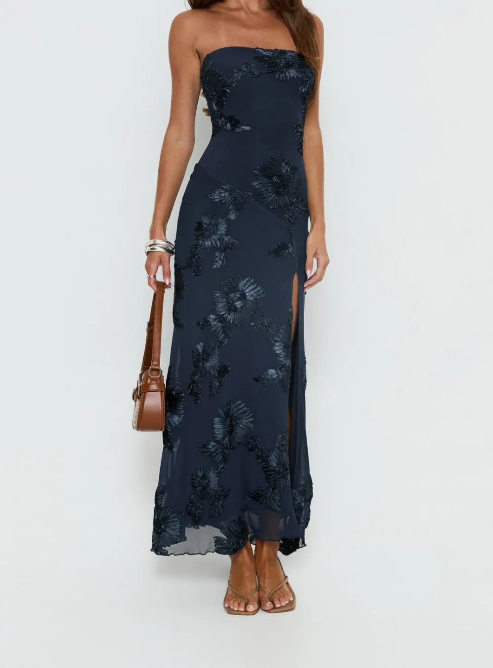 Cutout Detail Strapless Maxi Dress