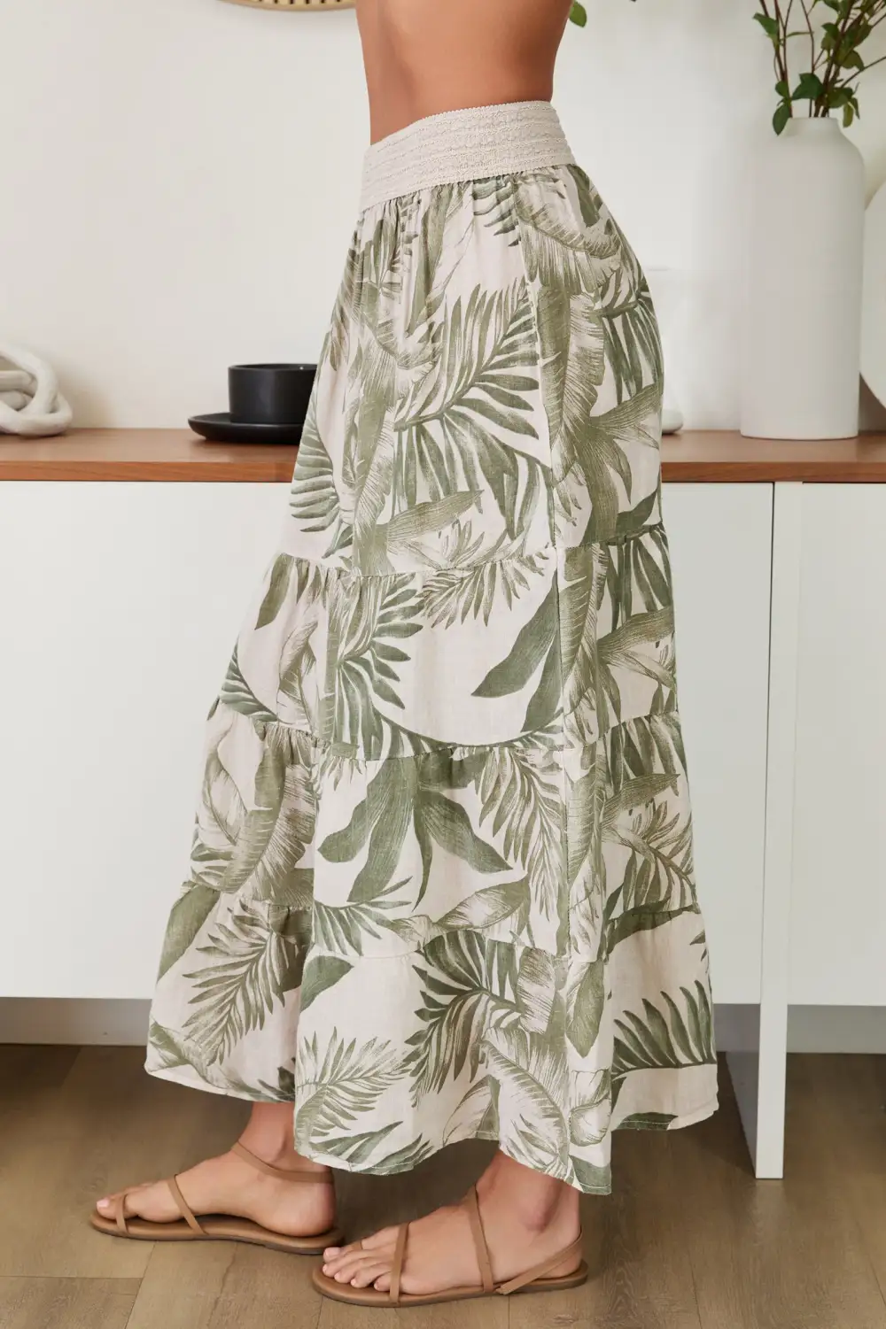 Linen Tiered Maxi Skirt